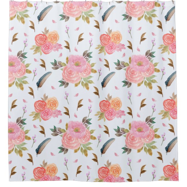 Floral pattern  shower curtain (Front)