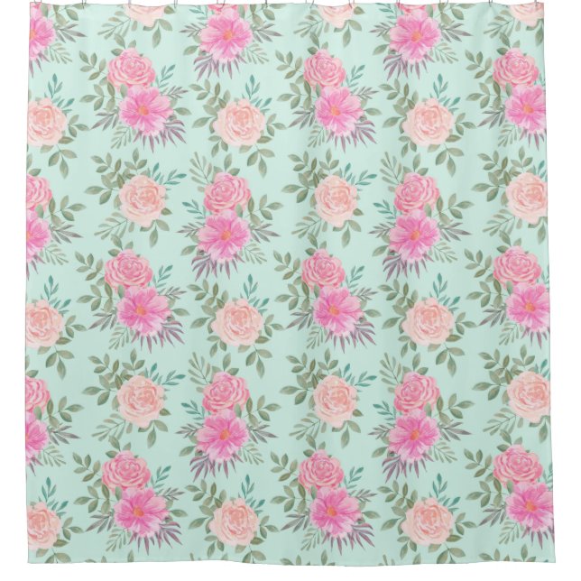 Floral Pattern Shower Curtain (Front)