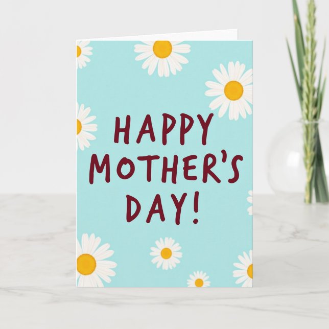 Floral Pattern Sky Blue Card (Front)