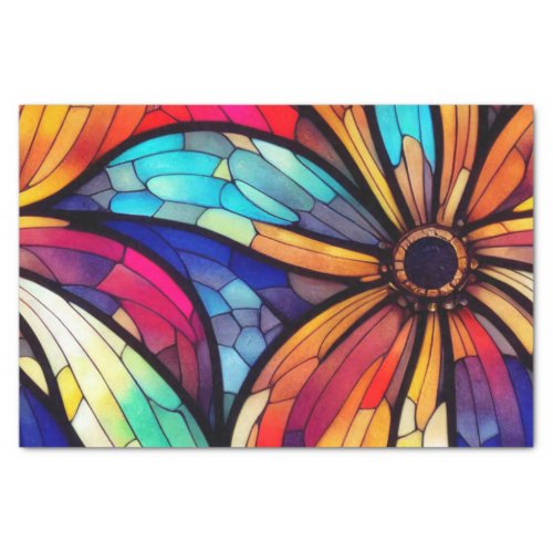 Floral Pattern Stained Glass Decoupage  Tissue Paper