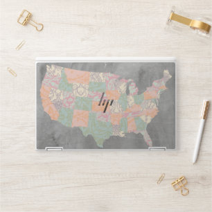 Floral Pattern States Map HP Laptop Skin