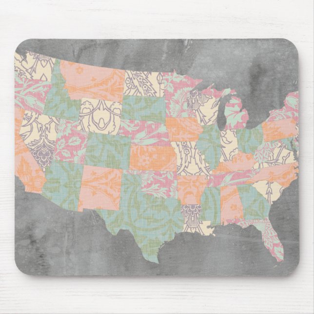 Floral Pattern States Map Mouse Pad (Front)