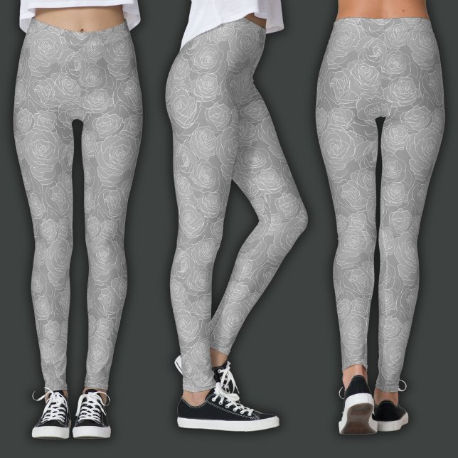 Floral Pattern | Steel Grey Rose Leggings (Creator Uploaded)