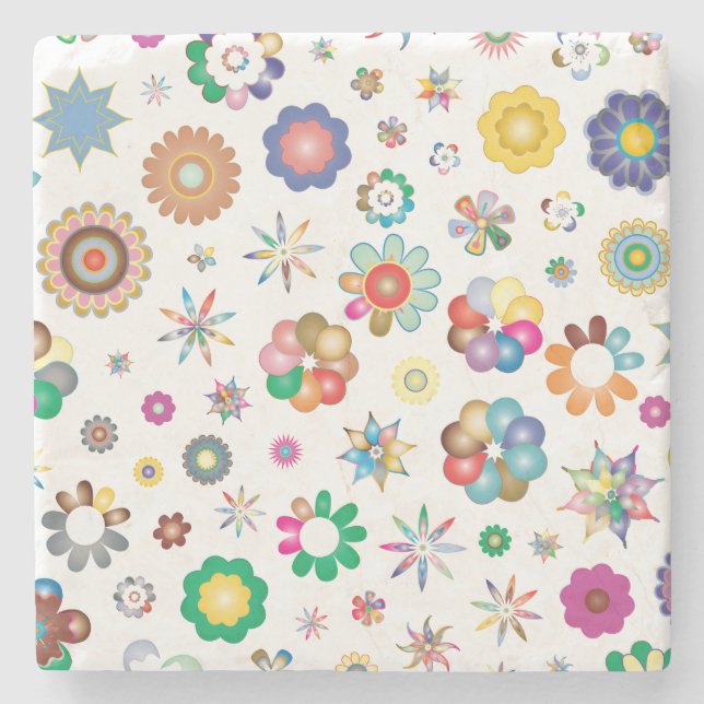 Floral Pattern Stone Coaster (Front)