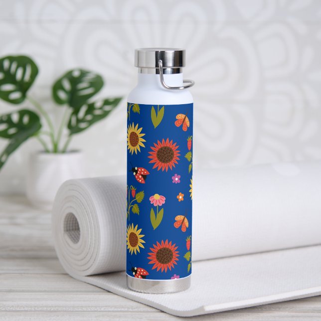 Floral pattern Sunflower butterflies  Water Bottle (Yoga)