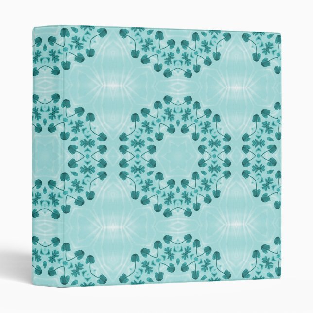 Floral Pattern, Teal Blue 3 Ring Binder (Front/Spine)