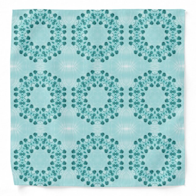 Floral Pattern, Teal Blue Bandana (Front)