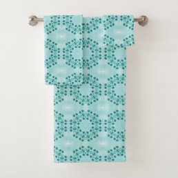 Floral Pattern, Teal Blue Bath Towel Set