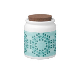 Floral Pattern, Teal Blue Candy Jar