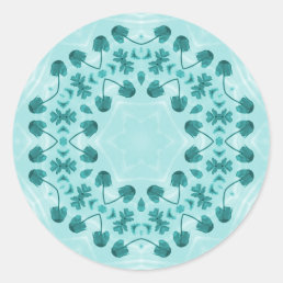 Floral Pattern, Teal Blue Classic Round Sticker