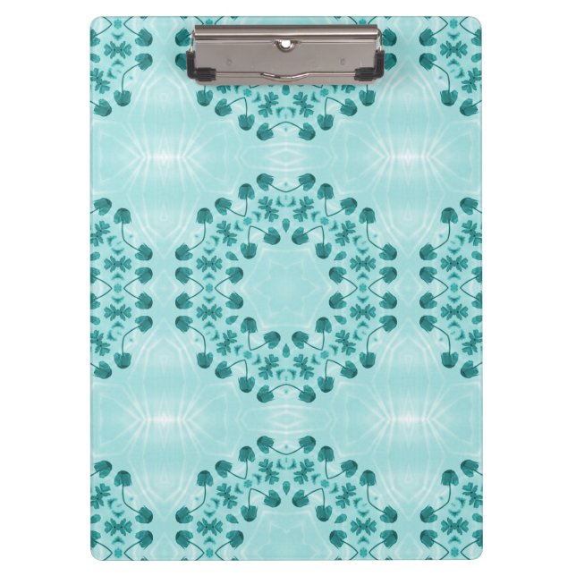 Floral Pattern, Teal Blue Clipboard (Front)
