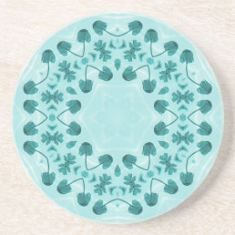 Floral Pattern, Teal Blue Coaster