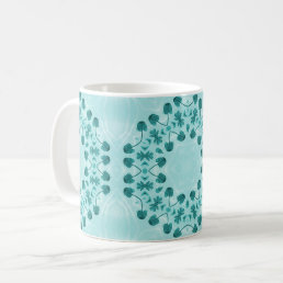 Floral Pattern, Teal Blue Coffee Mug