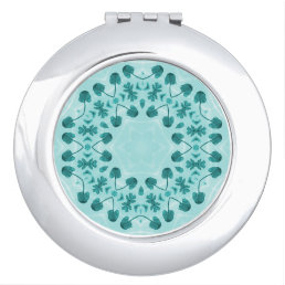 Floral Pattern, Teal Blue Compact Mirror