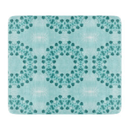 Floral Pattern, Teal Blue Cutting Board