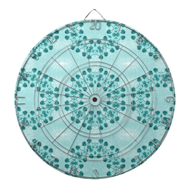 Floral Pattern, Teal Blue Dart Board (Front)