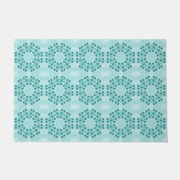 Floral Pattern, Teal Blue Doormat