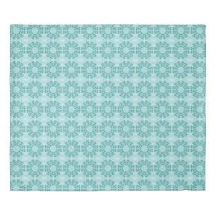 Floral Pattern, Teal Blue Duvet Cover