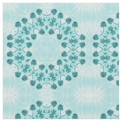 Floral Pattern, Teal Blue Fabric
