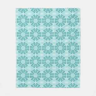 Floral Pattern, Teal Blue Fleece Blanket