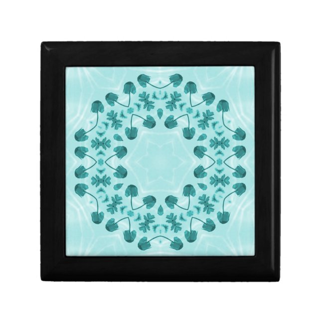 Floral Pattern, Teal Blue Gift Box (Front)