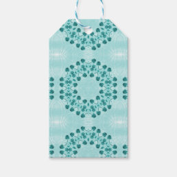 Floral Pattern, Teal Blue Gift Tags