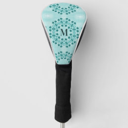 Floral Pattern, Teal Blue Initial Golf Head Cover