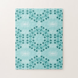 Floral Pattern, Teal Blue Jigsaw Puzzle