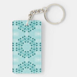 Floral Pattern, Teal Blue Keychain