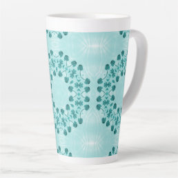 Floral Pattern, Teal Blue Latte Mug