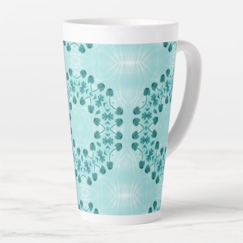 Floral Pattern Teal Blue Latte Mug