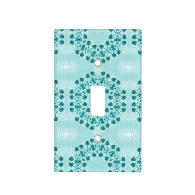 Floral Pattern, Teal Blue Light Switch Cover (Front)