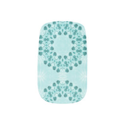 Floral Pattern, Teal Blue Minx Nail Art