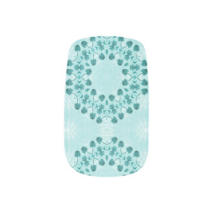 Floral Pattern, Teal Blue Minx Nail Art