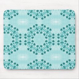 Floral Pattern, Teal Blue Mouse Pad
