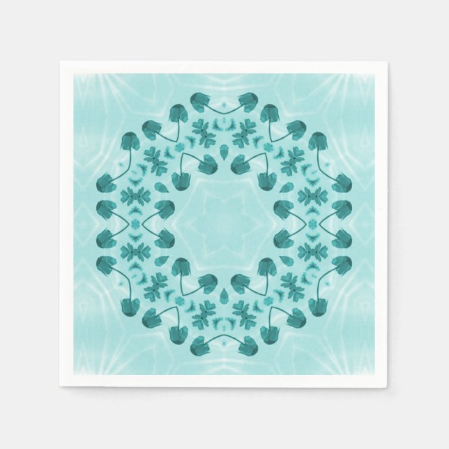 Floral Pattern, Teal Blue Napkins (Front)