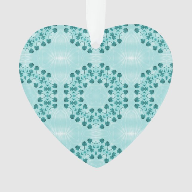 Floral Pattern, Teal Blue Ornament (Front)