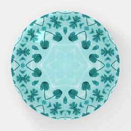 Floral Pattern, Teal Blue Paperweight