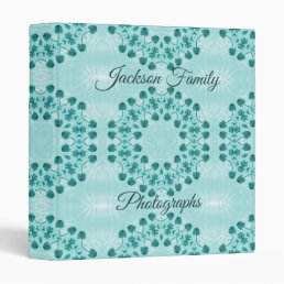 Floral Pattern, Teal Blue Personalized 3 Ring Binder