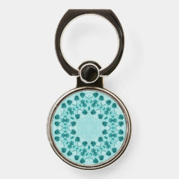 Floral Pattern, Teal Blue Phone Ring Stand