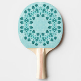Floral Pattern, Teal Blue Ping Pong Paddle