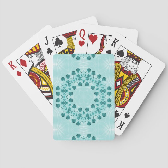 Floral Pattern, Teal Blue Poker Cards (Back)