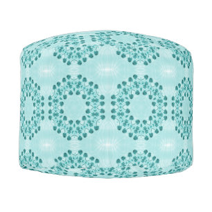 Floral Pattern, Teal Blue Pouf