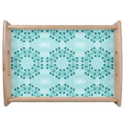 Floral Pattern, Teal Blue Serving Tray