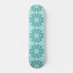 Floral Pattern, Teal Blue Skateboard