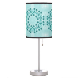 Floral Pattern, Teal Blue Table Lamp