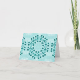 Floral Pattern, Teal Blue Thank You Card