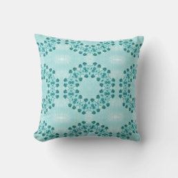 Floral Pattern, Teal Blue Throw Pillow