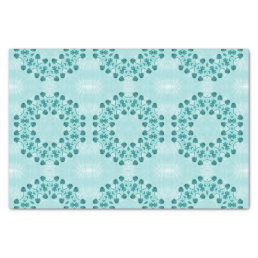 Floral Pattern, Teal Blue Tissue Paper