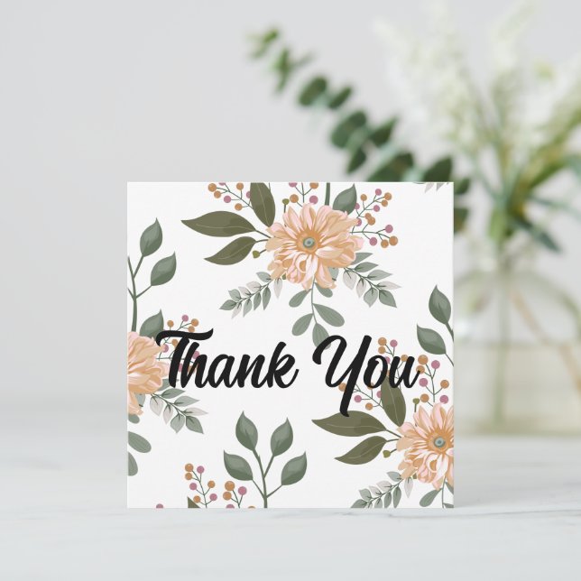Floral Pattern Thank You Card (Standing Front)